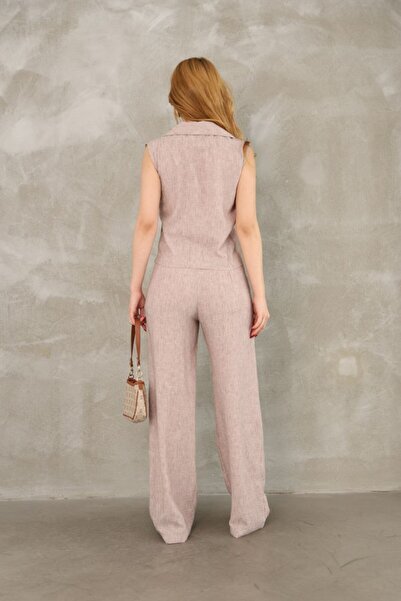 mirabella Women's New Season Linen Cotton Mango Unlined Trousers Vest Set of 2