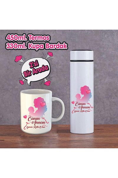 DKDZ SHOP Mother's Day Printed Thermos and Mug Cup (Keeps Cold and Hot for 10 Hours) 450ml-002