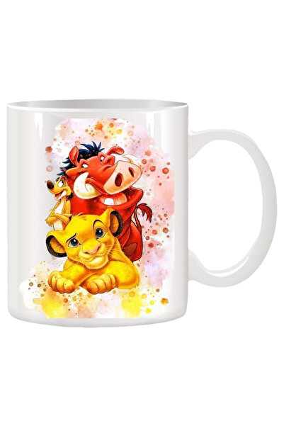 OEM Cana albă personalizată Timon și Pumbaa, INOVATIX. 330 ml