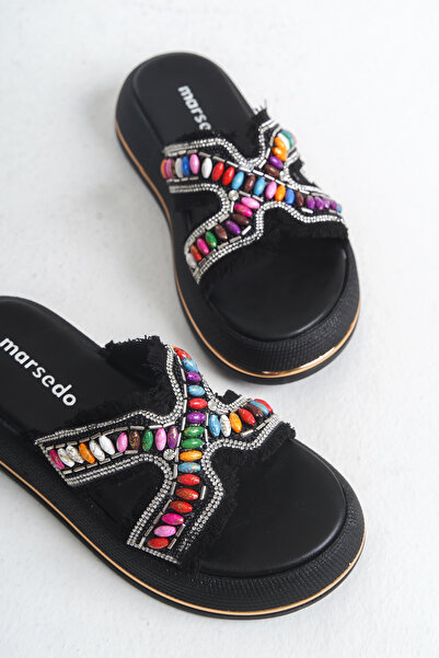 MARSEDO Laurel Women's Thick Heel Bead Detailed Daily Slippers