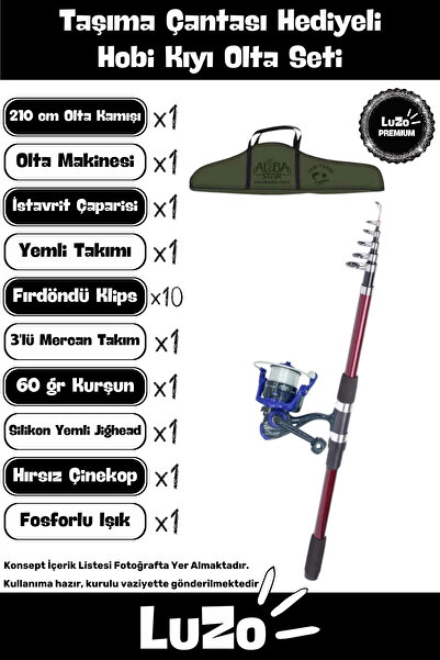 Genel Markalar Premium Seri Hazır Kurulu Taşıma Çantalı 360 cm Kamış Hediyeli Tam Takım Hobi Kıyı Olta Seti