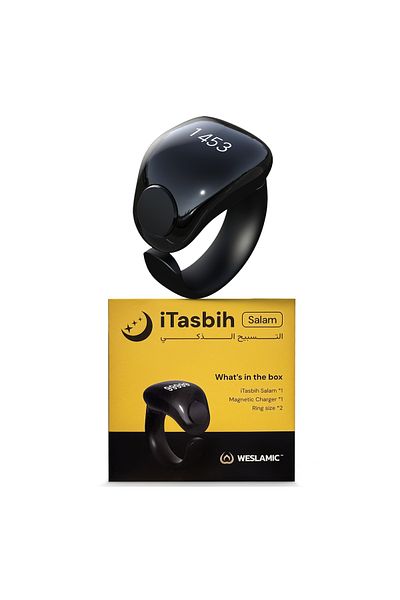 WESLAMIC Salam Smart Tasbih Ring Counter up to 99999, Prayer Time Alerts, Tasbih Reminder - Small Size