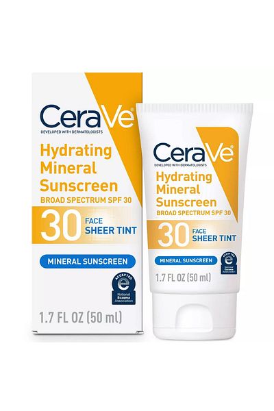 CeraVe Hydrating Mineral Sheer Tint Face Sunscreen Lotion SPF 30
