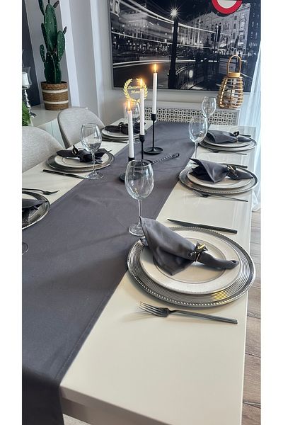 Decamor home Cotton Stain Resistant Smoked Gray Long Runner