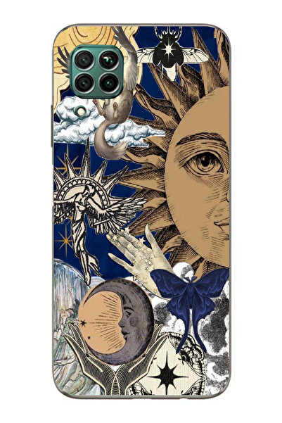 moonset Huawei P40 Lite Uyumlu Güneş Kolaj Tasarımlı Baskılı Şeffaf Telefon K...