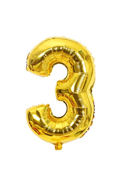 Flippy Foil Balloon, Number 3, 81 cm, For Air or Helium, Gold