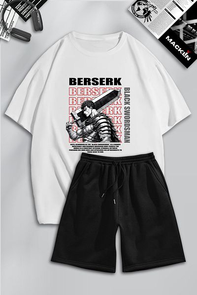 macklin Unisex Berserk Black Swordman Anime Oversize Tshirt και Σετ σορτς