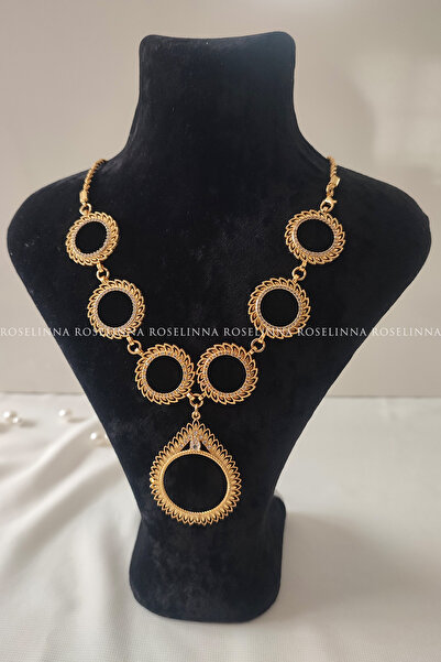 ROSELİNNA 6 أرباع 1 قلادة سلسلة فولاذية ذهبية كاملة، قلادة ربع ذهبية، قلادة ذ...