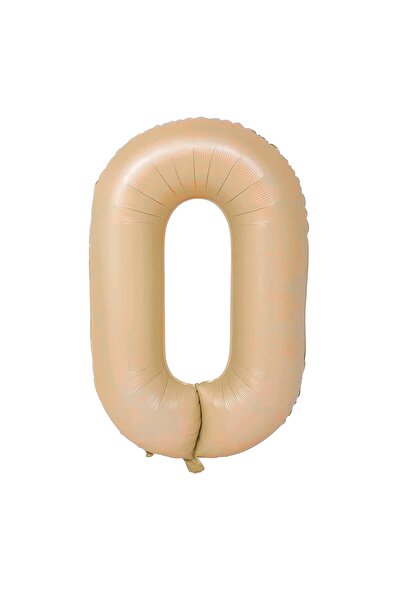 Flippy Metallic Foil Balloon, Flippy, Number 0 Model, 100 cm, Individual Packaging, Straw Included, Cream