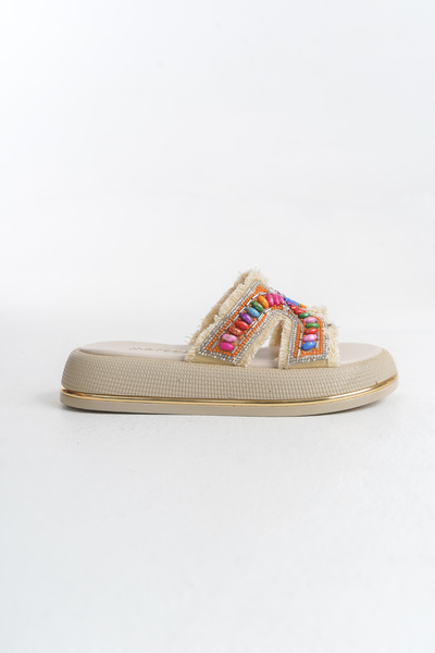 MARSEDO Laurel Women's Thick Heel Bead Detailed Daily Slippers