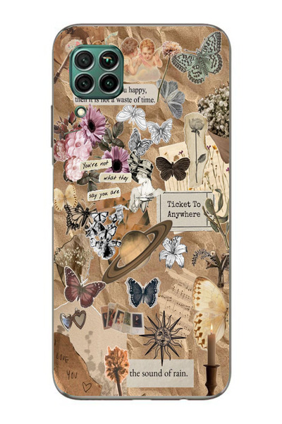 moonset Huawei P40 Lite Uyumlu Ticket To Anywhere Tasarımlı Baskılı Şeffaf Te...