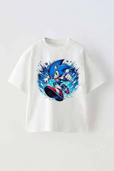 c.c.l. coccolin kids baby clup Tricou supradimensionat pentru copii cu imprimeu Sonic Hedgehog