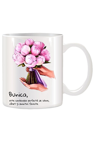 OEM Cana albă personalizată cu mesaj pentru bunica, INOVATIX. 330 ml