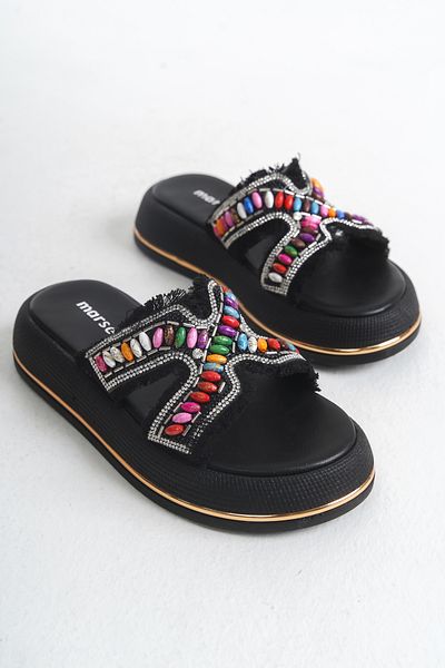 MARSEDO Laurel Women's Thick Heel Bead Detailed Daily Slippers