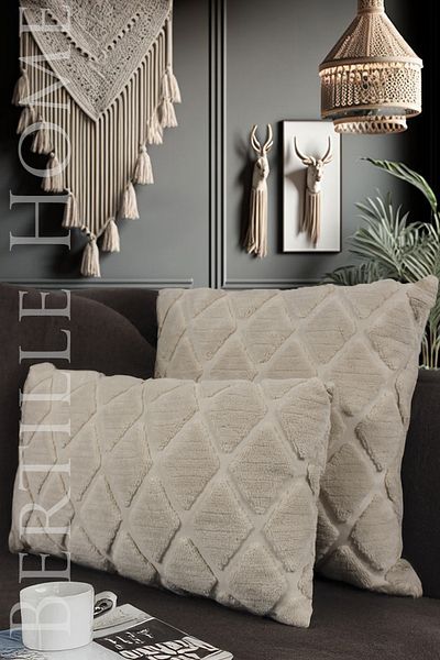 Bertille Home Διακοσμητικό κάλυμμα μαξιλαριού ριχτάρι διπλής όψης Welsoft Jacquard Bohemian Style Punch Pattern