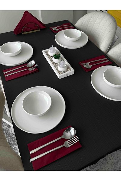 FAVOLLİ Darkless Black Tablecloth