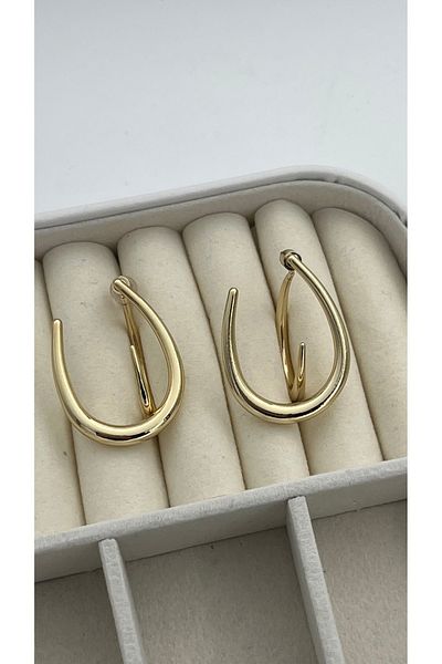 ParlaTakıAksesuar 14 Carat Gold Colored Vip Steel Design Earrings