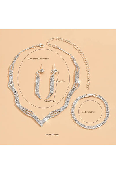 Monarque Silver Color 3 Piece Set Women's Gift Valentine's Gift Birthday Mother's Day Gift