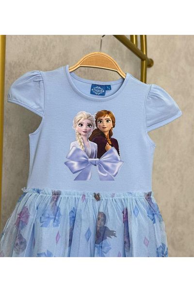 GAistKids Rochie pentru fetiță Elsa cu fustă din tul imprimată