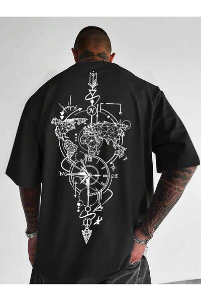 cc collection Tricou oversize cu imprimeu World Compass