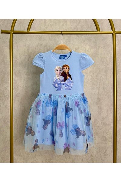 GAistKids Rochie pentru fetiță Elsa cu fustă din tul imprimată