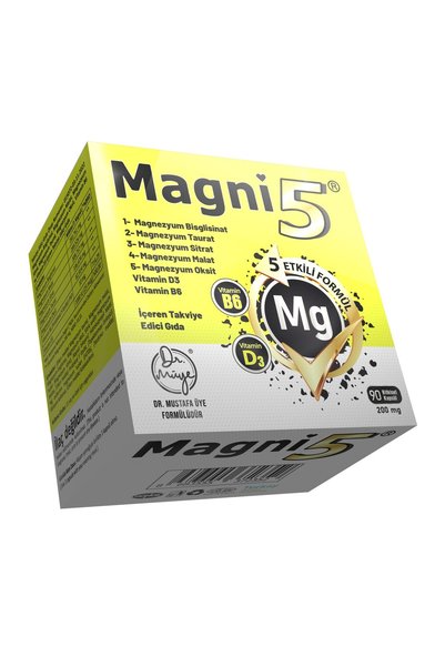 DR MÜYE Magnesium Complex 5 Effective Form 3 Months Supply 90 Capsules Magni5 B6 Vitamin D Bisglycinate Taurate Citrate Malate