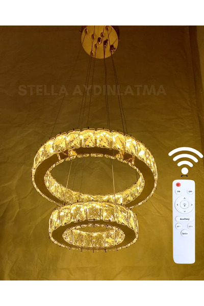Stella Ledliçift kat Kristalli Avize