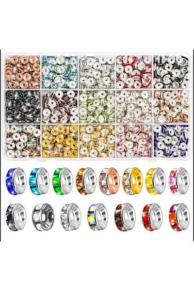 yiğit aksesuar 225 Pcs Colorful Washer Necklace Bracelet Rosary Spacer Jewelry Making Supplies