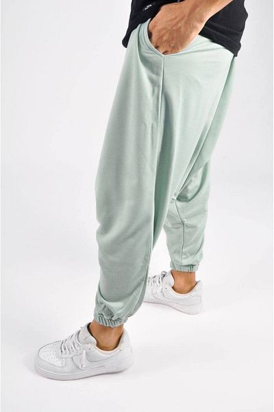SUPERBLUE Men's Elastic Waist Baggy Loose Mint Baggy Trousers