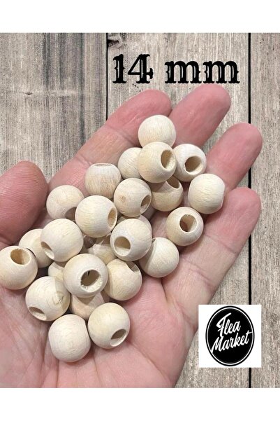 tebrikcim خرز خشبي خام 14 ملم (50 جرام، حوالي 50 قطعة)