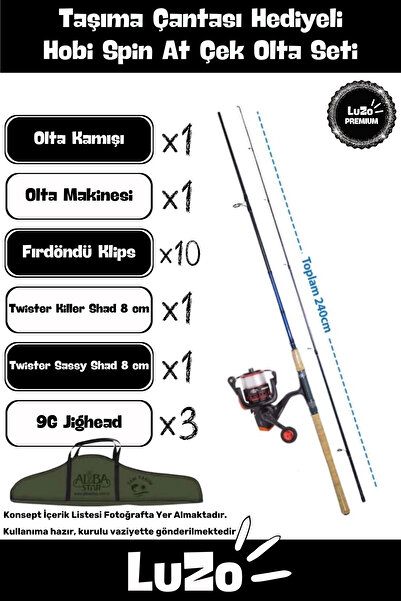 LuZo Premium Seri Hazır Kurulu Taşıma Çantalı 3 m Kamış Hediyeli Tam Takım Hobi Spin At Çek Olta Seti