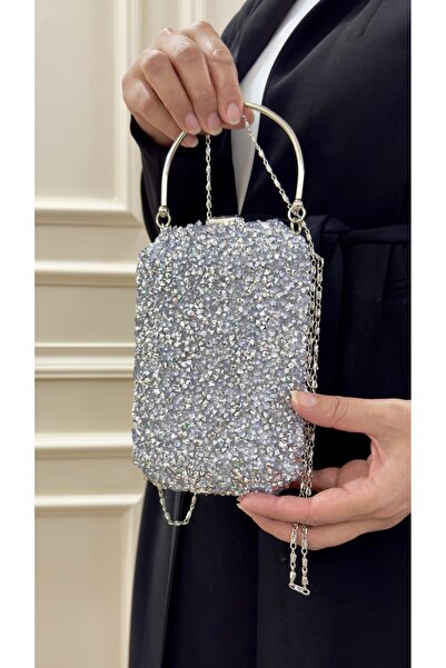 GP GUES POLO Evening Dress Bag Crystal Stone Silver Hand, Wrist, Shoulder Eve...