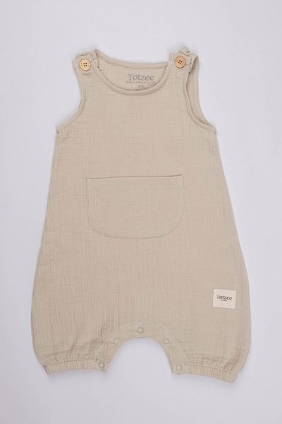Totzee Muslin Kangaroo Pocket Salopet Moonlight Beige
