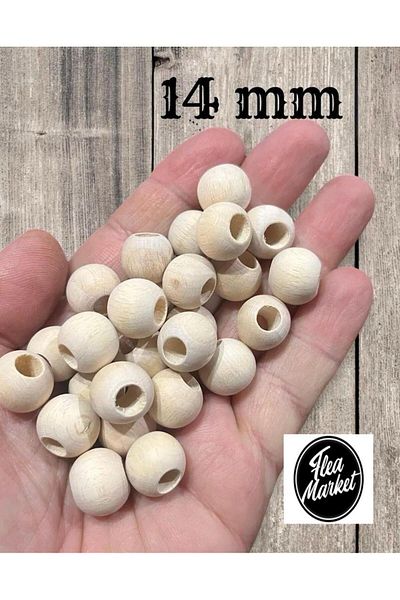 Selin Economic Package 14 Mm Raw Unprocessed Wood Beads - 200 Grm. (±200 Pieces)