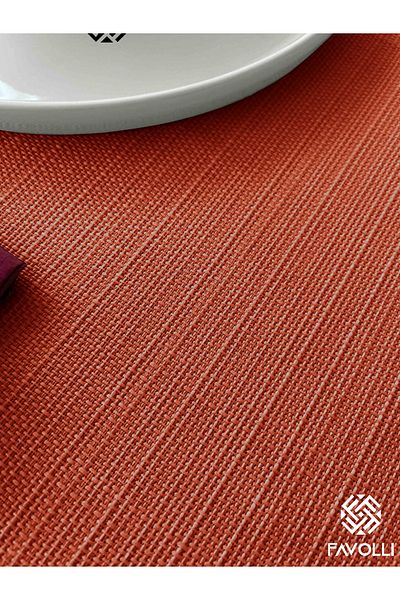 FAVOLLİ Table Cloth - Kirenizik Color Brick Color