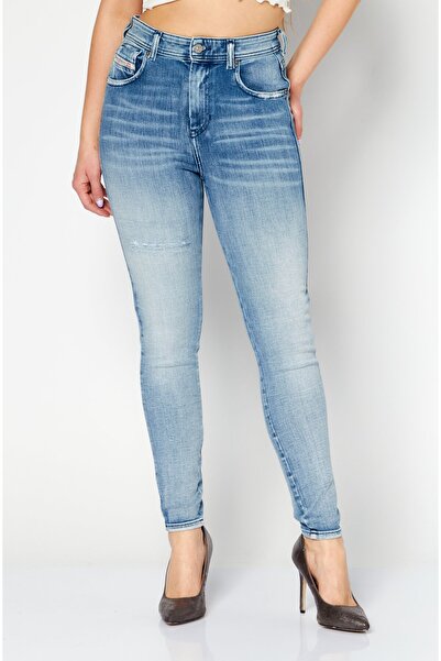 Diesel Women Supper Skinny Fit Washed Stretchable Denim Jeans, Light Blue
