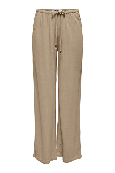 ONLY Onlsolvi Regular Fit Normal Waist Wide Leg Linen Blended Trousers Pants 15338692