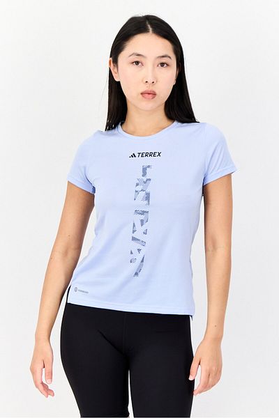 adidas Women Sportswear Fit Short Sleeves Outdoors Top, Light Blue