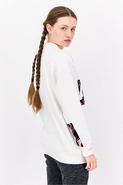 Aape By A Bathing Ape Women Crew Neck Brand Logo Sweatshirt, White Combo