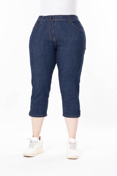 Era Lisa Large Size Lycra Navy Blue Classic Denim Capri