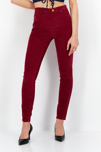 Blank NYC Women Skinny Fit High Waist Ribbed Stretchable Denim Jeans, Maroon