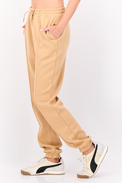 Nautica Women Regular Fit Embroidered Logo Joggers Pant, Beige