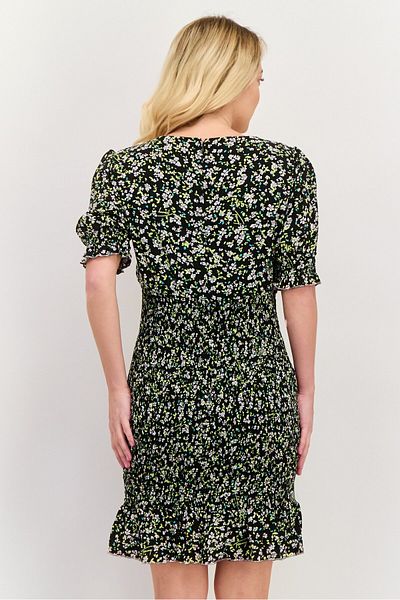 Tommy Jeans Women Floral Print Mini Dress, Black Combo