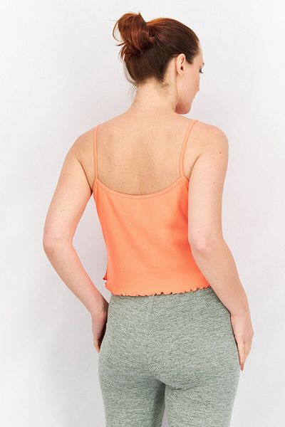 GAP Women V Neck Sleeveless Textured Crop Top, Coral