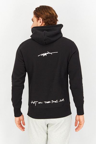 Champion Men Hooded Neck Graphic Print Long Sleeves Sweatshirt, Black