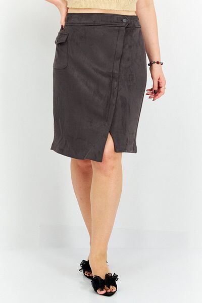 Anne Klein Women Plain Mini Skirt, Grey