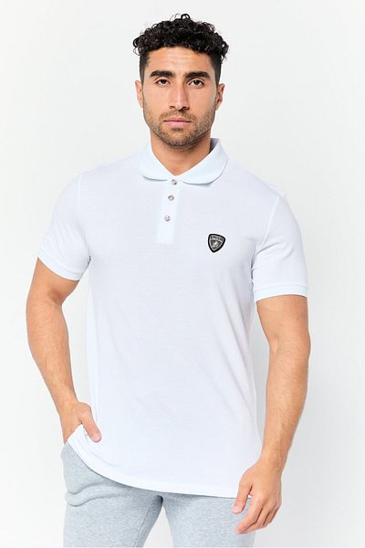 Lamborghini Men Sportswear Fit Short Sleeve Outdoor Polo Shirt, White
