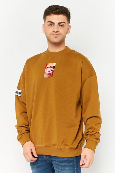 Diesel Men Crew Neck Graphic Print Long Sleeves Sweatshirt, Brown