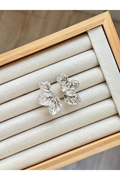 YOUES JEWELRY Lüx Çiçek Bombeli Küpe Silver Yaz Küpesi