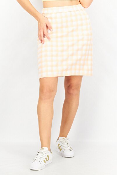 41 Hawthorn Women Amelia Plaid Pull-On Mini Skirt, Peach